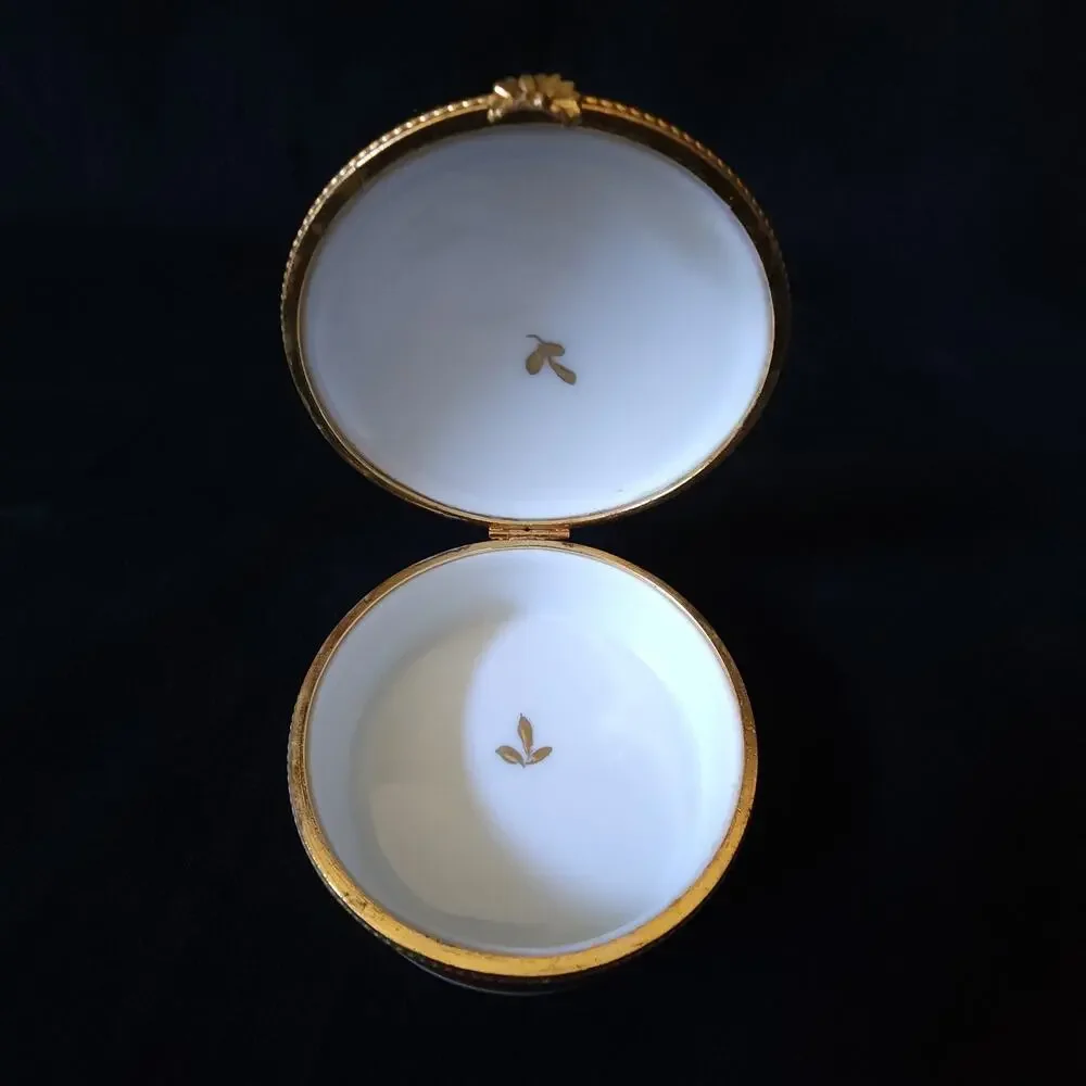 Vintage Limoges France Porcelain All My Love Dubarry Round Red Trinket Box Rare